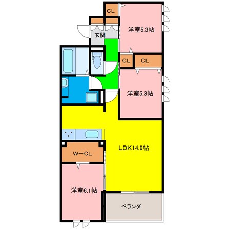 佐古駅 徒歩18分 1階の物件間取画像